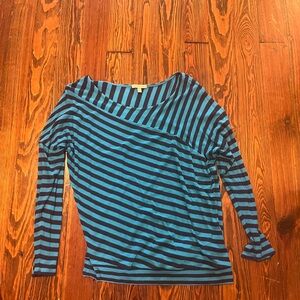BORDEAUX Light/Dark Blue Striped Long Sleeved Shirt (Womens M, Like New)